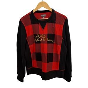 LL Bean Signature Rugged Crewneck Sweatshirt Buffalo Check Men's Medium